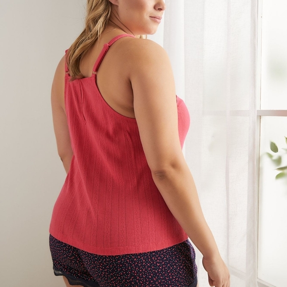 Deesse Addition Elle Pink Lace Tank Top Loungewear Sleepwear PJs Lingerie 1x - Picture 2 of 9